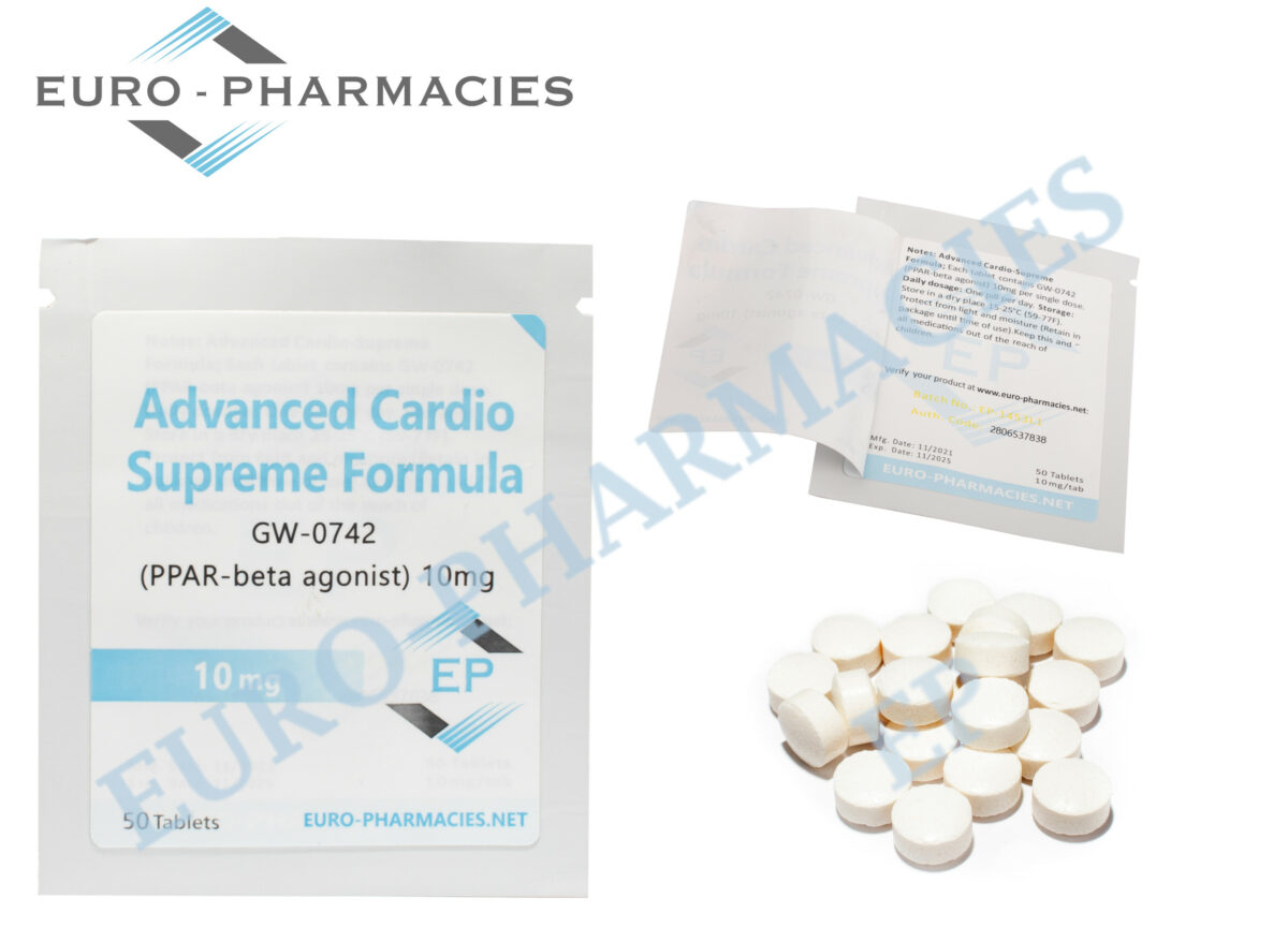 Euro Pharmacies Advanced Cardio (GW 0742) - 10mg tab, 50 pills bag